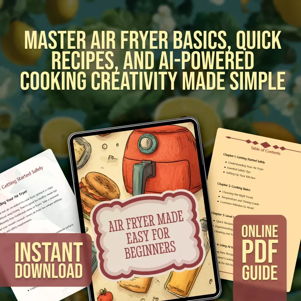 Air Fryer Made Easy for Beginners | Digital Download Guide, eBook & Checklist for Healthy Cooking, Quick Recipes & AI-Powered Kitchen Tips