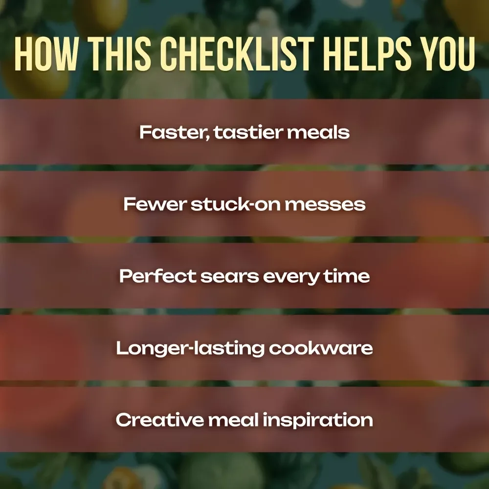 Skillet Cooking Tips Checklist | Printable Kitchen Guide for Perfect Skillet Cooking | Digital Download eBook-Style Checklist for Home Cooks