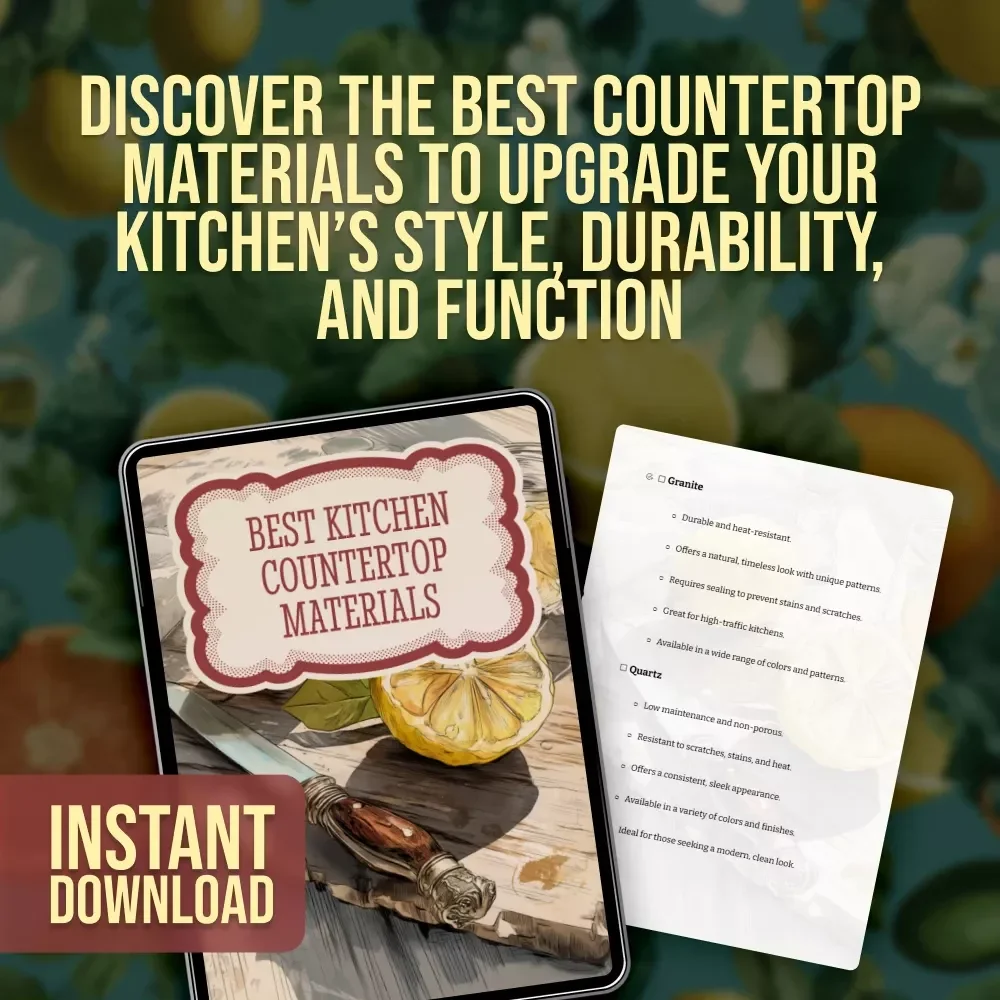 Best Kitchen Countertop Materials Checklist | Digital Download Guide for Choosing the Best Kitchen Countertop Material