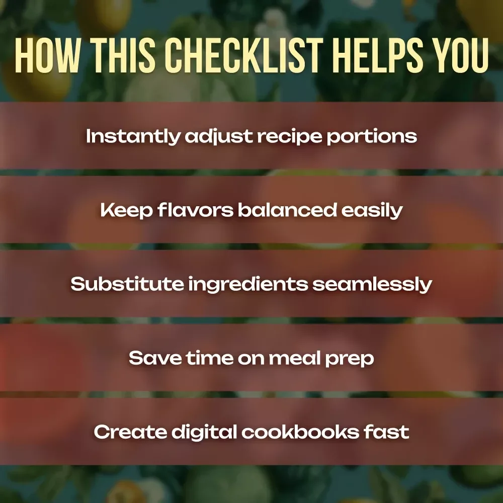 AI-Powered Recipe Scaling Checklist | Digital Download Guide for Cooking, Baking & Meal Prep | AI for Recipe Scaling for Beginners, Chefs & Food Lovers