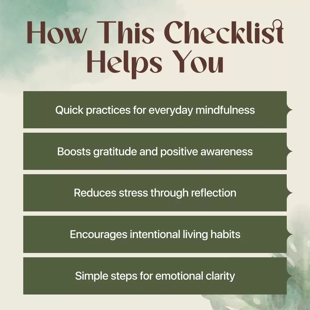 Mindful Moments Checklist | Simple Mindful Journaling Prompts | Digital Download for Daily Gratitude, Self-Care & Reflection