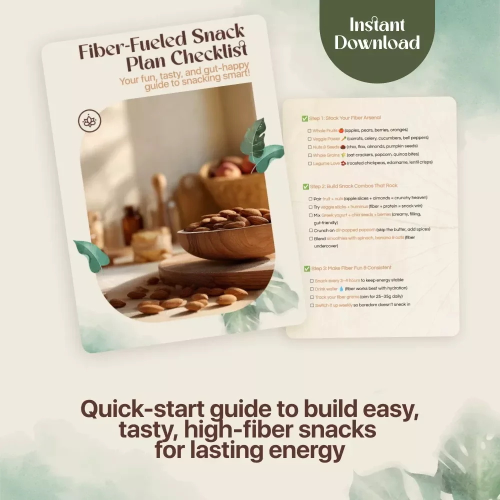 Fiber-Fueled Snack Plan Checklist | Printable Fiber-Rich Snack Plan Guide for Healthy Eating, High-Fiber Snacks, Gut Health & Energy Boost