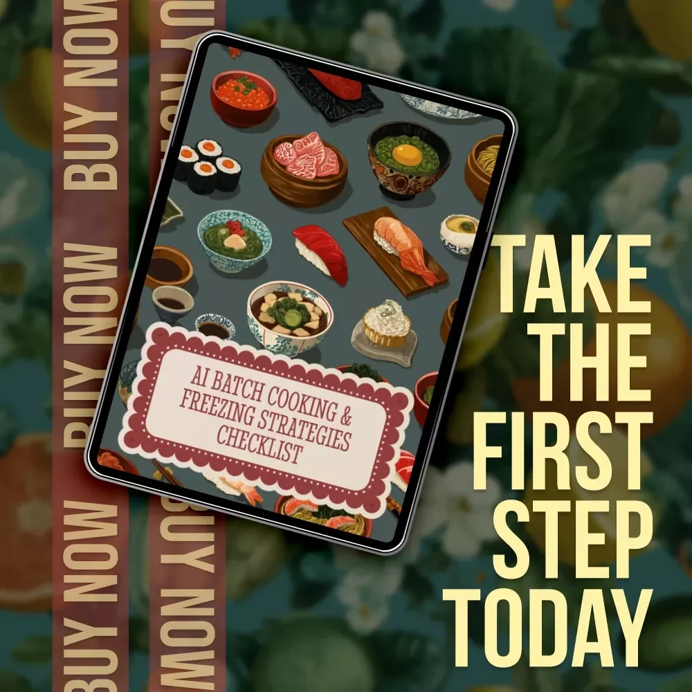 AI Batch Cooking & Freezing Strategies Checklist | Digital Meal Prep Guide | Printable Kitchen Organization Tool