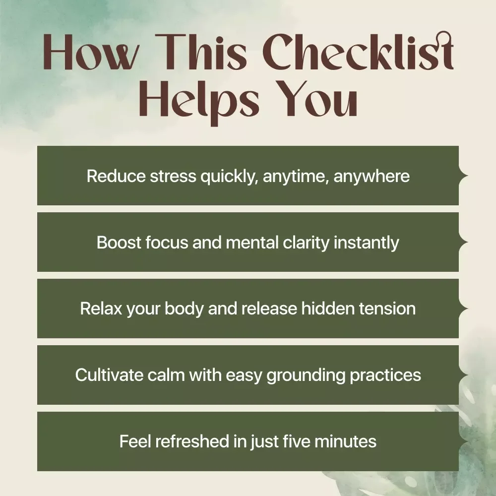 5-Minute Reset Checklist | Instant Digital Download | Calm Anxiety & Reset Your Nervous System in Under 5 Minutes | Self-Care & Stress Relief Guide