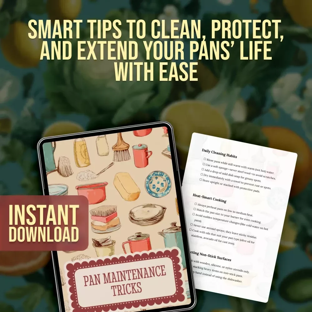 Pan Maintenance Tricks | Digital Checklist for Daily Cleaning, Heat-Smart Cooking, Non-Stick Protection, Cast Iron & Stainless Steel Care