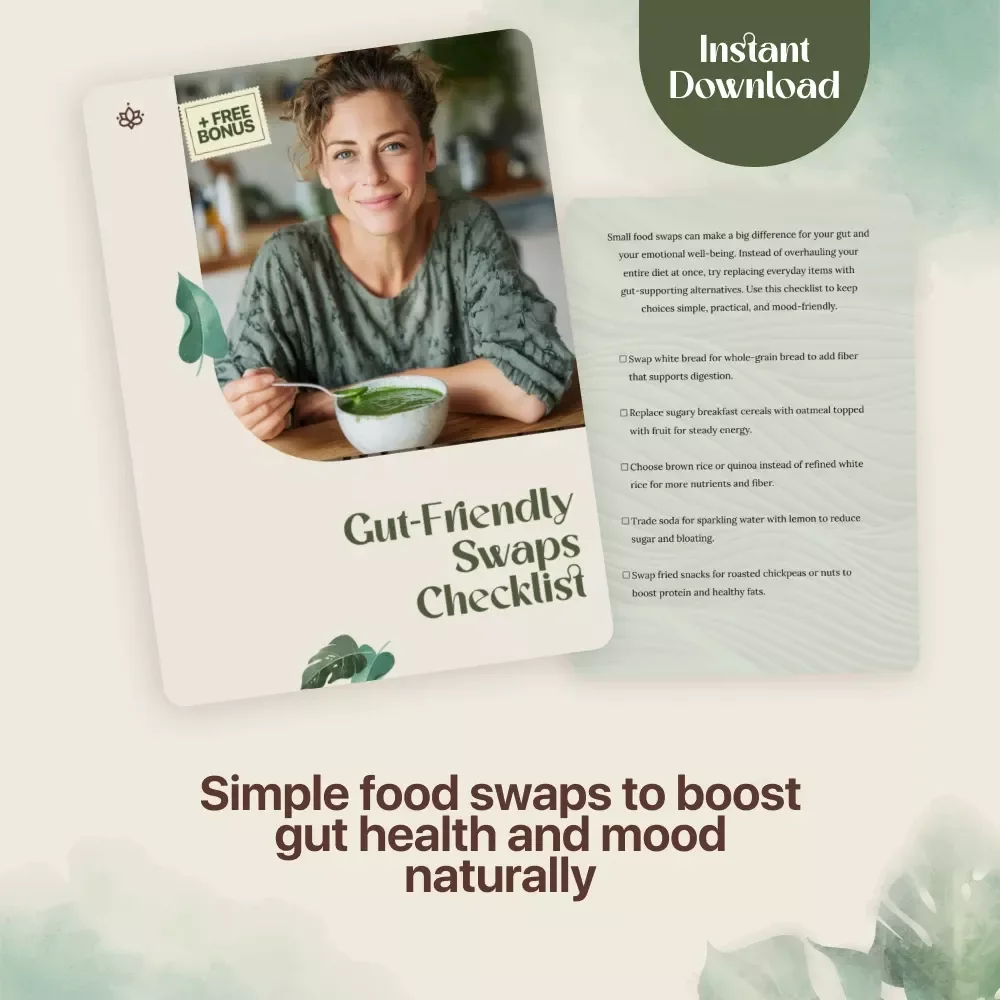 Gut-Friendly Swaps Checklist | Simple Food Swaps for Better Digestion and Mood | Printable Healthy Eating Guide