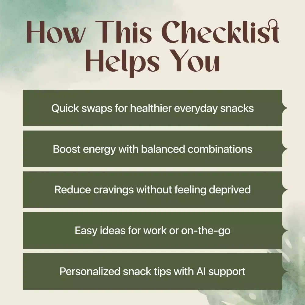 Easy Smart Snack Swaps Checklist | Healthy Snack Ideas | Printable Digital Download | Nutrition Guide for Better Energy
