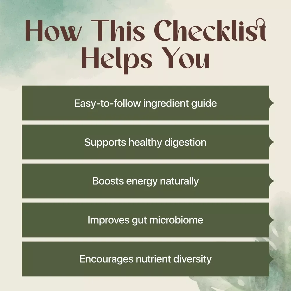 Gut-Boosting Smoothies Checklist | Printable Digital Download for Smoothies that Support Gut Health | Healthy Digestion & Microbiome Support