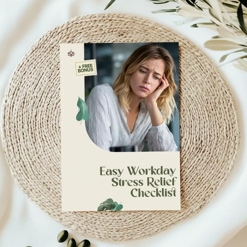 Easy Workday Stress Relief Checklist | Digital Download | Easy Routines to Reduce Workday Stress | Printable Self-Care & Productivity Guide