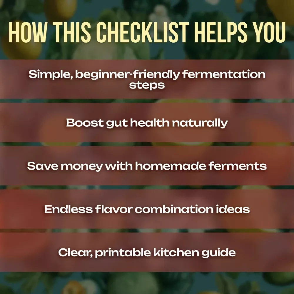 Simple Checklist for Successful Vegetable Fermentation | Easy Digital Download Guide on How to Ferment Vegetables at Home