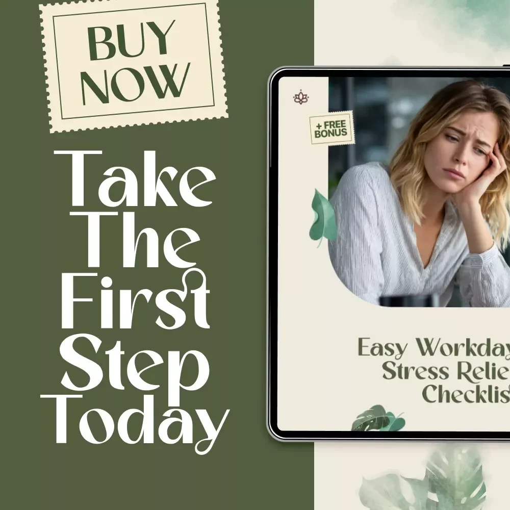 Easy Workday Stress Relief Checklist | Digital Download | Easy Routines to Reduce Workday Stress | Printable Self-Care & Productivity Guide