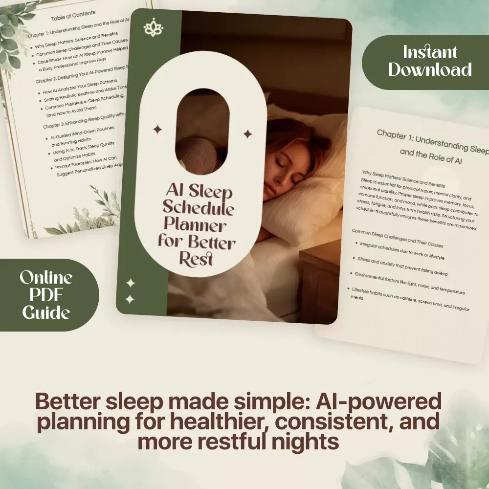 AI Sleep Schedule Planner for Better Rest | Digital Download Guide for Healthy Sleep, Better Routines & Long-Term Restful Nights