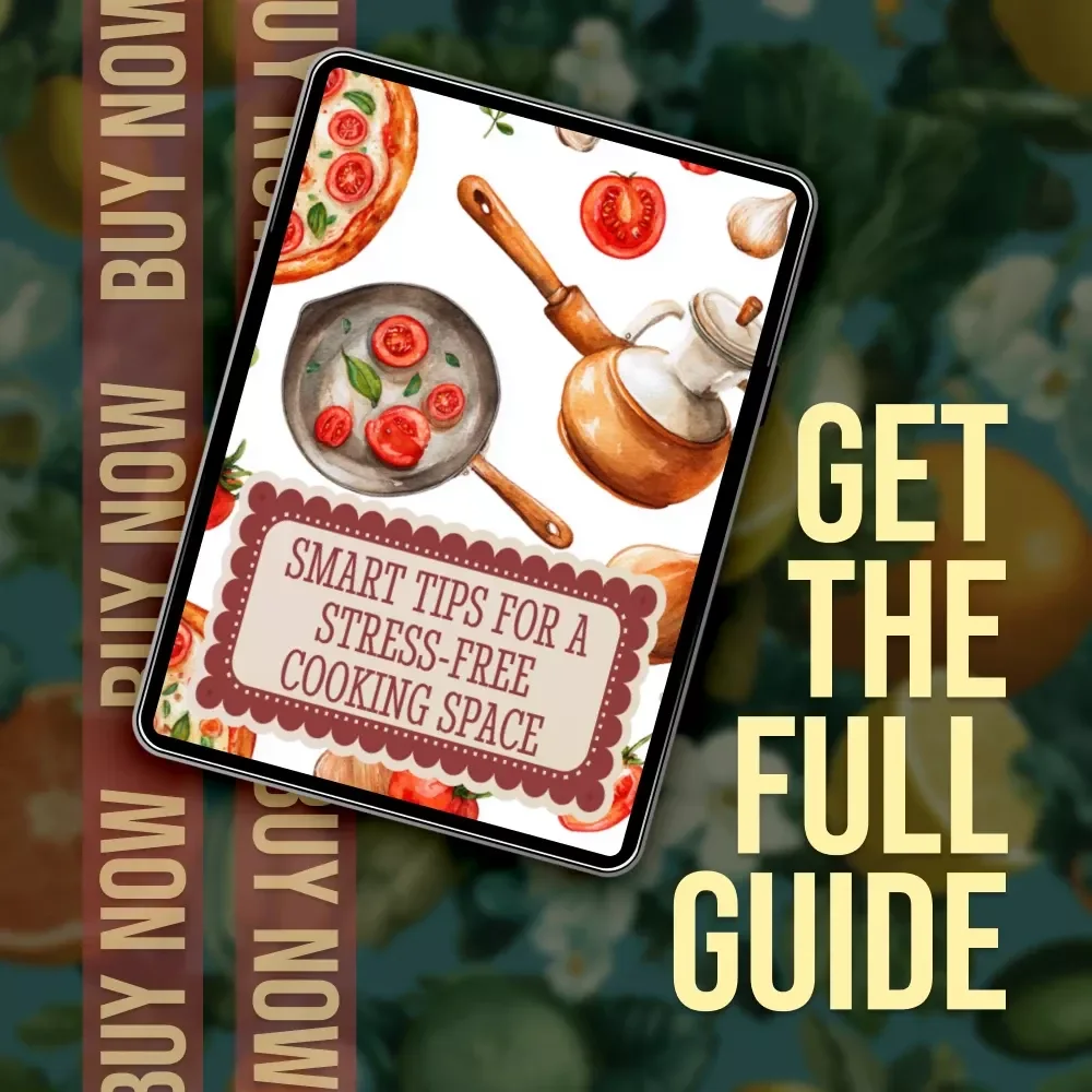 Smart Tips for a Stress-Free Cooking Space | Kitchen Organization Guide | Digital Download for Decluttering & Storage Solutions with AI Tools