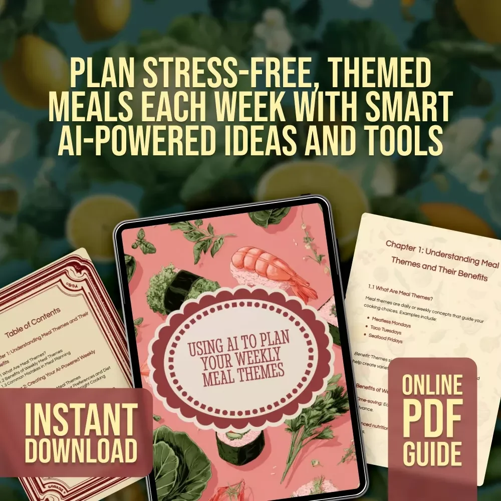 Using AI to Plan Your Weekly Meal Themes | Digital Guide for Stress-Free Cooking, Meal Prep & Smart Grocery Planning | AI Meal Themes for the Week eBook Download