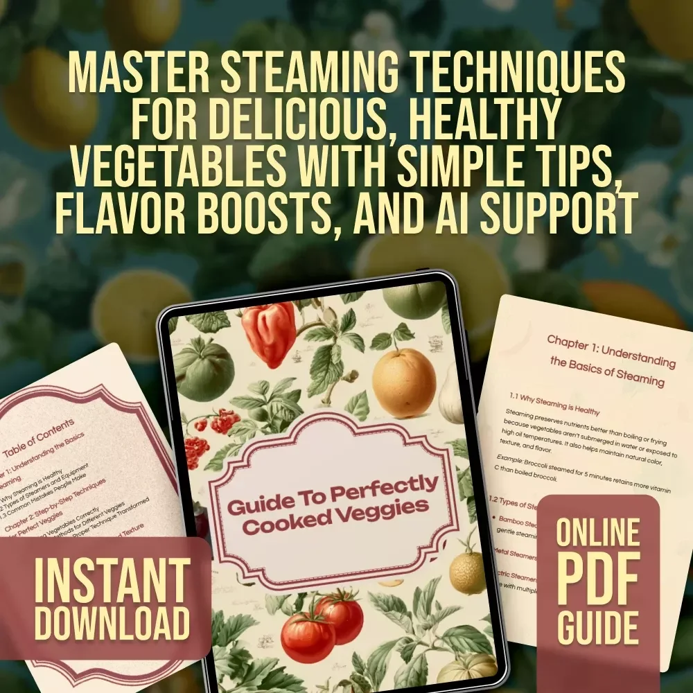Guide to Perfectly Cooked Veggies | How to Steam Veggies Right | Digital Download Cooking Guide for Healthy Eating, Easy Techniques & Flavor Tips