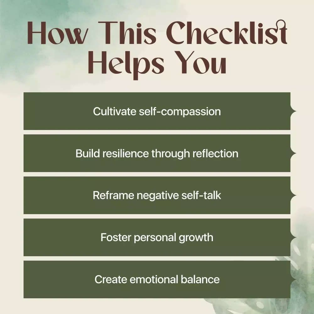 Self-Compassion Journaling Prompts Checklist – A Digital Download for Healing and Growth