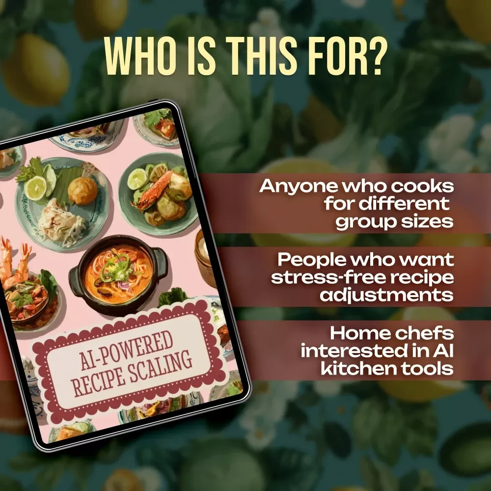 AI-Powered Recipe Scaling Checklist | Digital Download Guide for Cooking, Baking & Meal Prep | AI for Recipe Scaling for Beginners, Chefs & Food Lovers