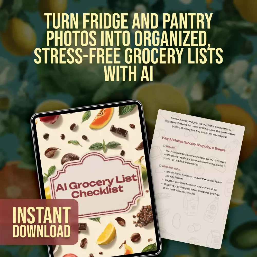 AI Grocery List Checklist | Smart Digital Download to Create an ai grocery list from photos