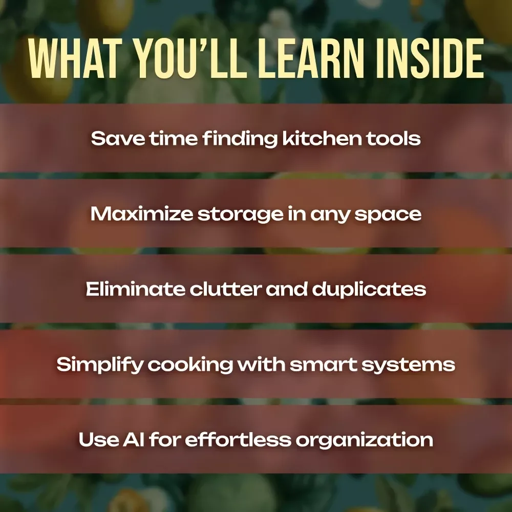 Smart Tips for a Stress-Free Cooking Space | Kitchen Organization Guide | Digital Download for Decluttering & Storage Solutions with AI Tools