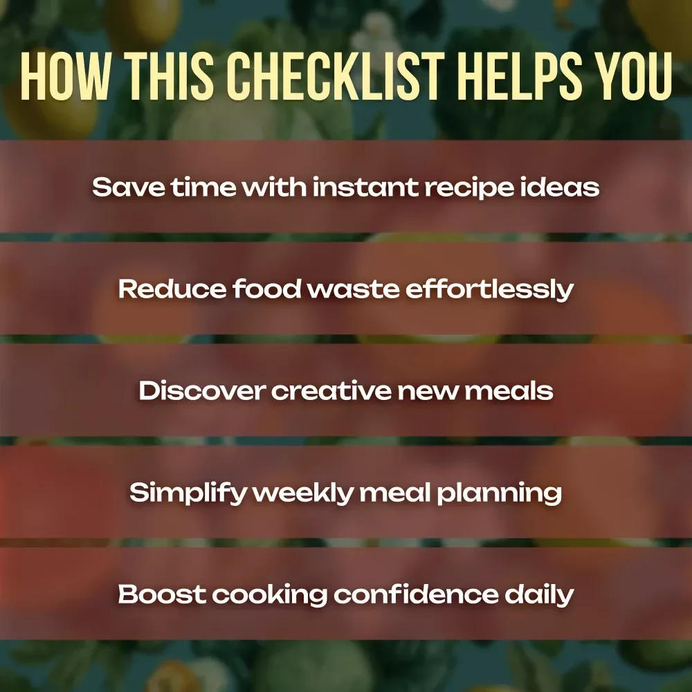 Fridge Finds to Five-Star Meals: AI Recipe Checklist | Digital Download eBook, Meal Planning Guide, Kitchen Organization, AI Cooking Tool