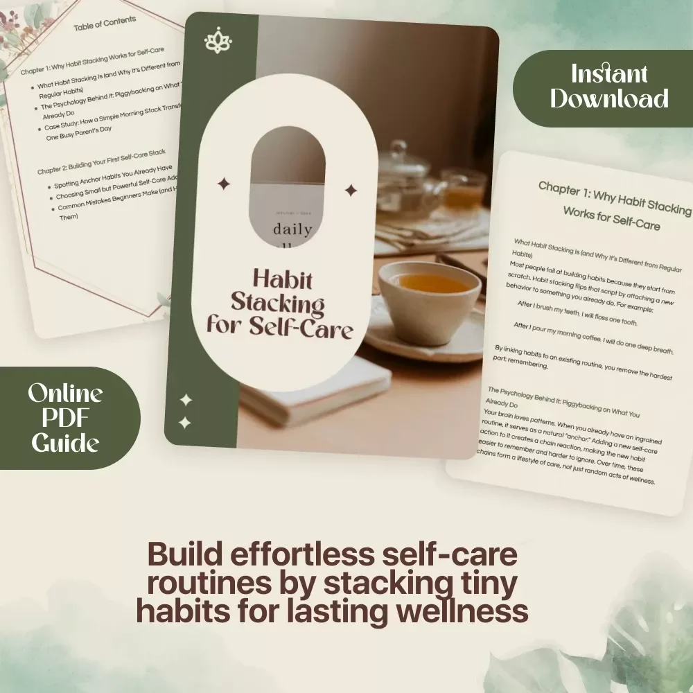 Habit Stacking for Self-Care | Digital Self-Care Guide for Building Lasting Wellness Routines, Daily Mindful Habits, and Personalized Self-Care Stacks