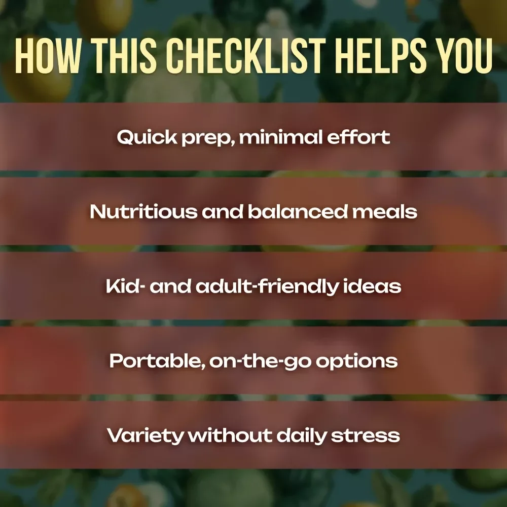 Creative and Easy Lunchbox Ideas for Every Day | Printable Lunchbox Ideas Checklist | Healthy & Fun Digital Download for Parents, Kids, and Busy Adults
