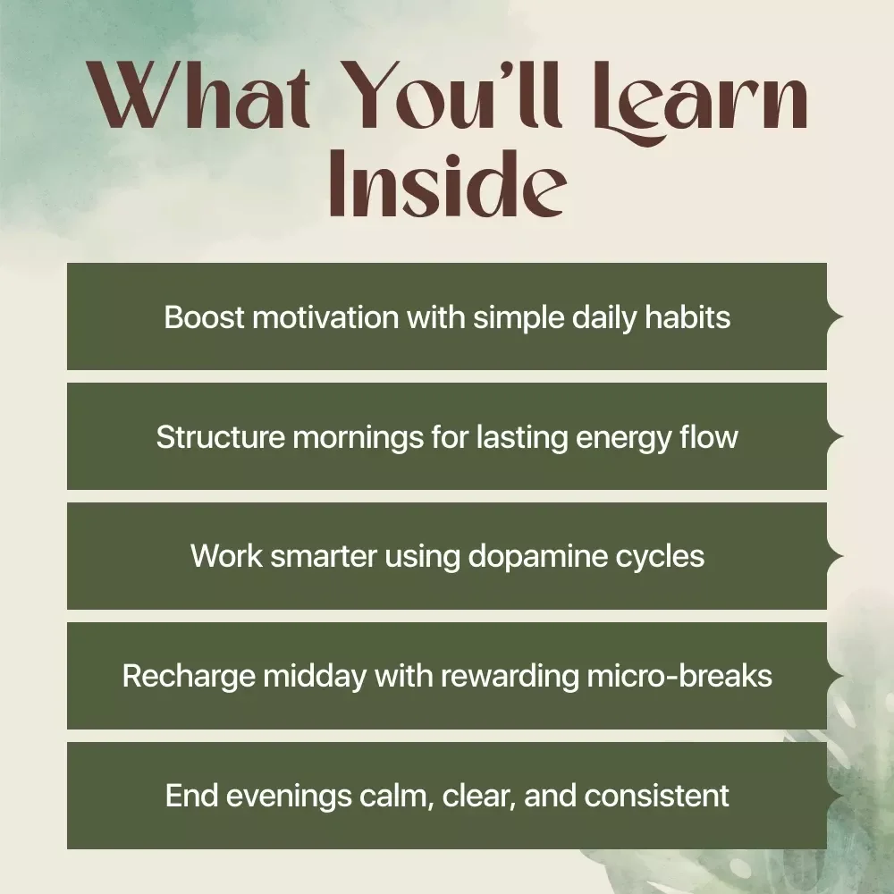 Dopamine-Friendly Daily Schedule | Digital Download Guide for Focus, Motivation, and Energy | eBook for Routines, Productivity, and Lifestyle Balance