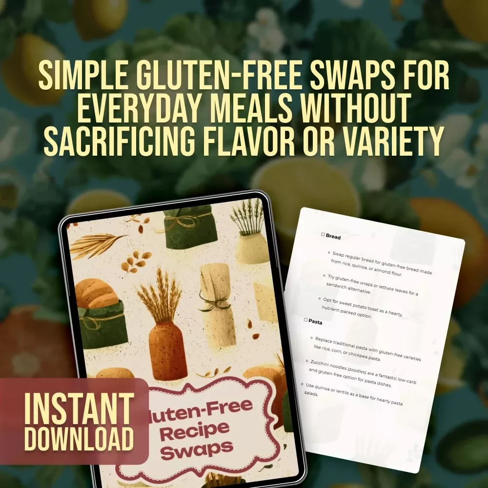 Gluten-Free Recipe Swaps | Printable Kitchen Checklist | Easy Gluten-Free Cooking Guide for Bread, Pasta, Pizza Crust, Flour & More