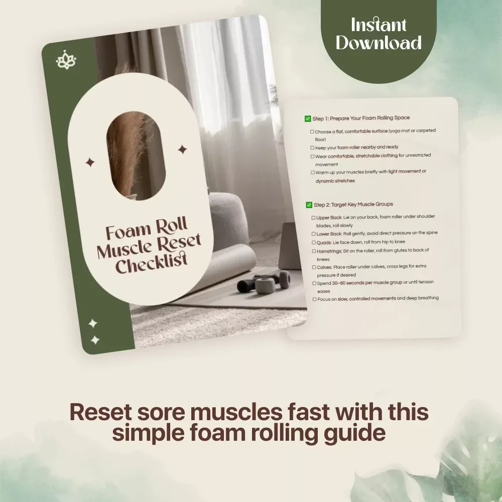 Foam Roll Muscle Reset Checklist | Digital Download | Printable Self-Care Guide for Muscle Recovery, Relaxation & Mobility