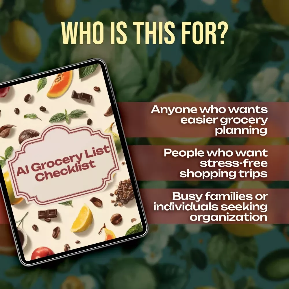 AI Grocery List Checklist | Smart Digital Download to Create an ai grocery list from photos