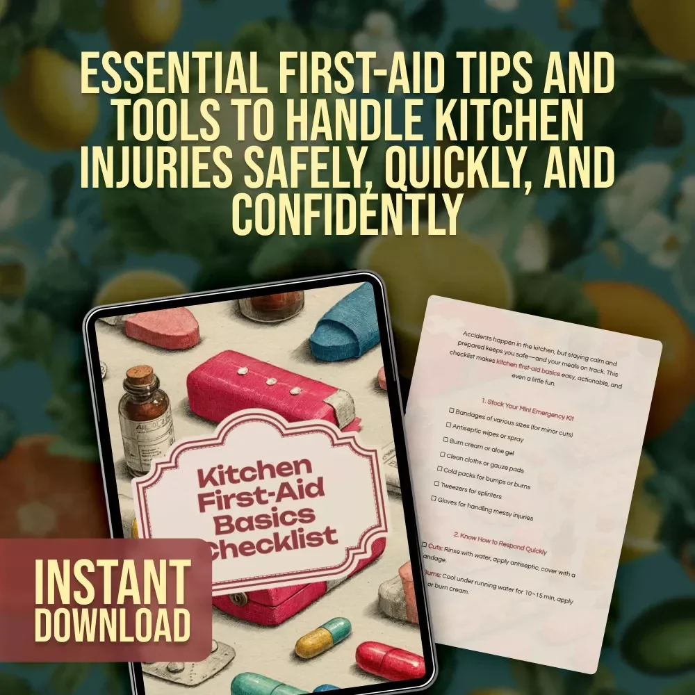 Kitchen First-Aid Basics Checklist | Digital Download | Printable Home Safety Guide for Cooking Enthusiasts, Beginners & Families