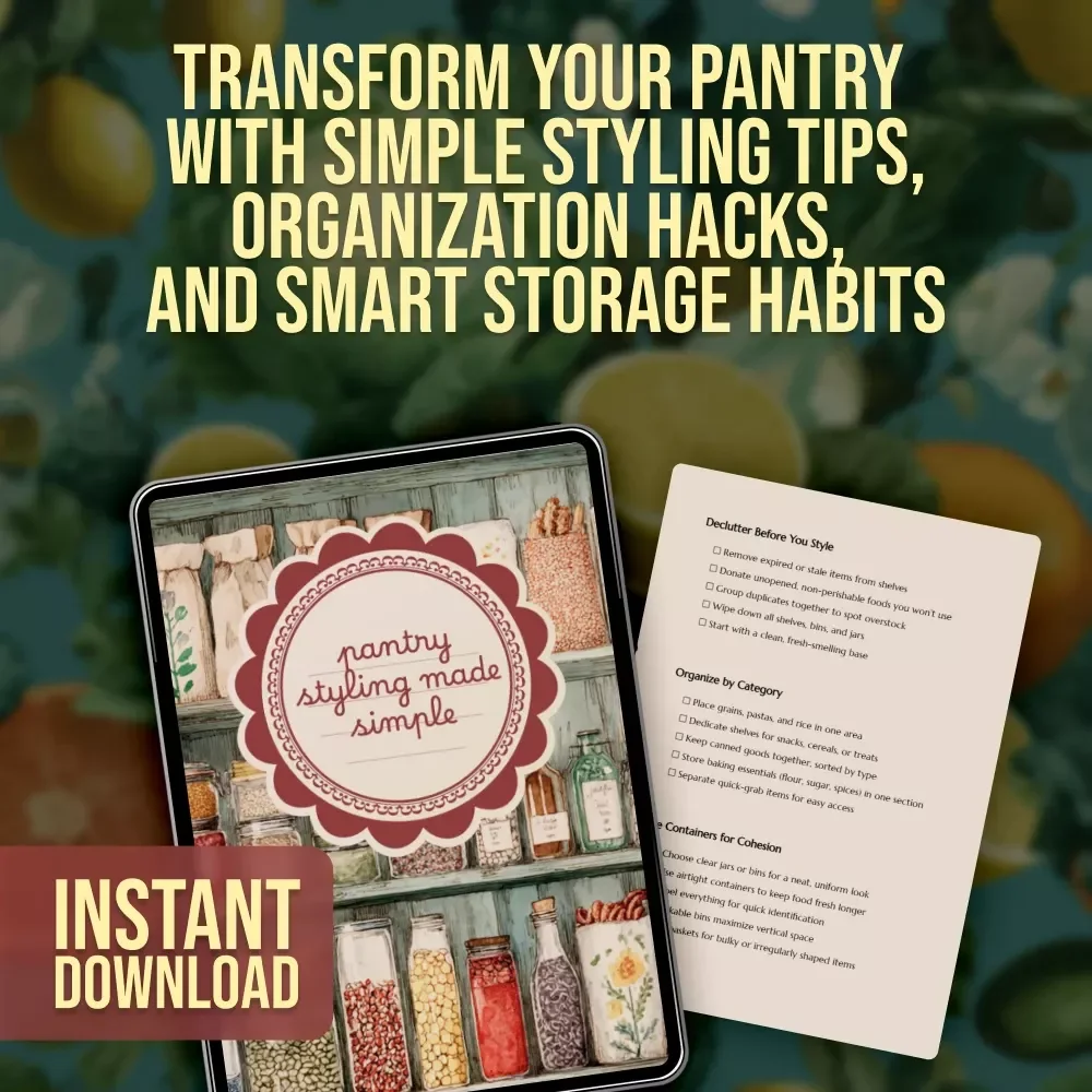 Pantry Styling Made Simple | Printable Pantry Styling Tips Checklist for Decluttering, Organizing & Smart Kitchen Habits
