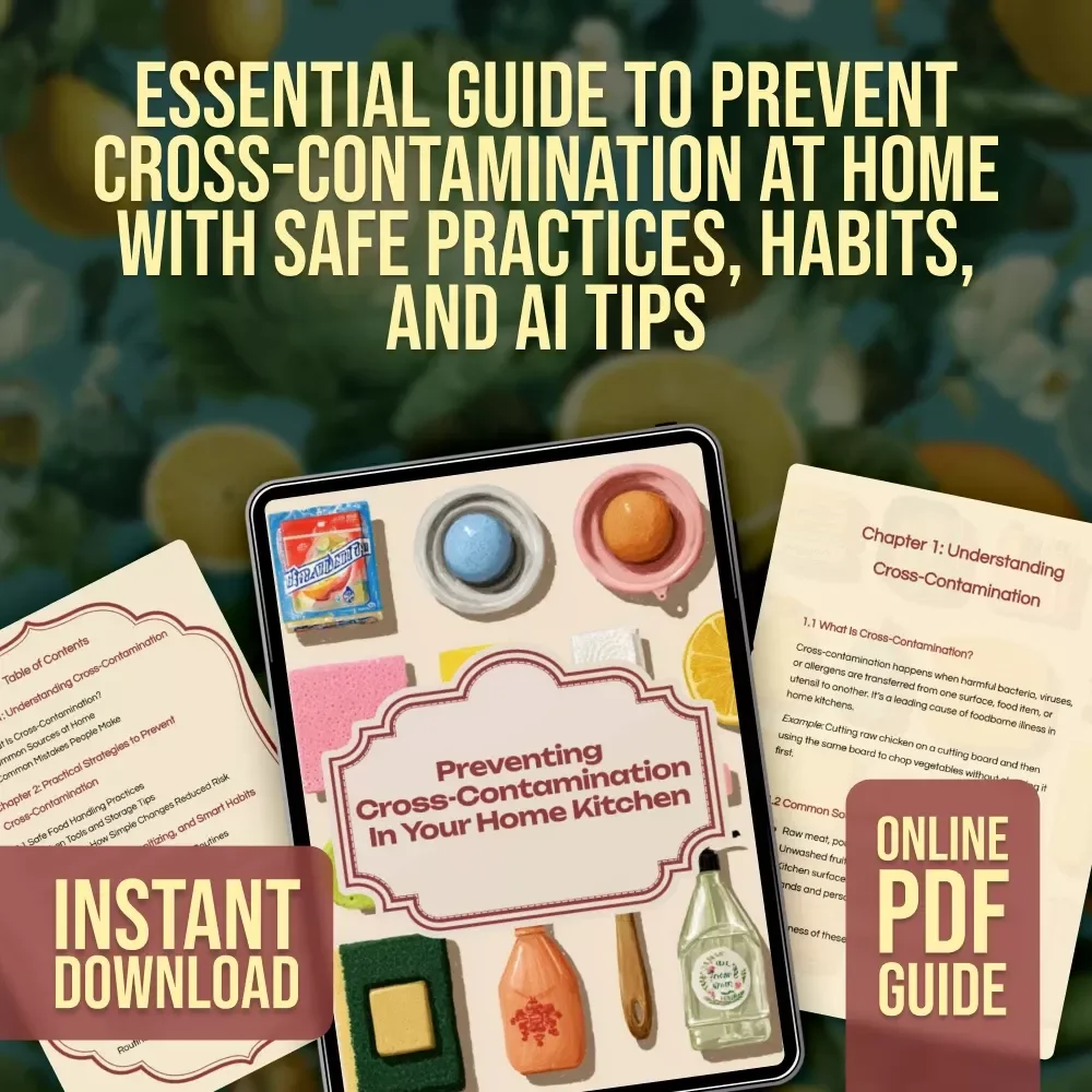 Preventing Cross-Contamination in Your Home Kitchen Guide | Food Safety eBook for Safe Cooking Practices | Digital Download on Cross-Contamination at Home