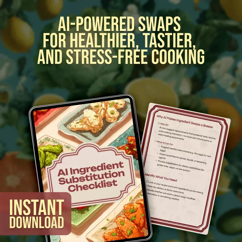 AI Ingredient Substitution Checklist | Digital Download | Smart Cooking with AI Ingredient Substitutions