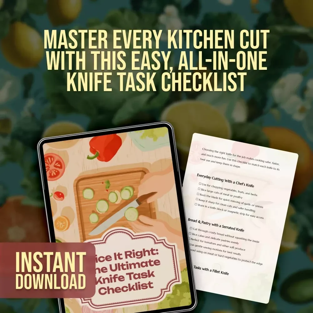 Slice It Right: The Ultimate Knife Task Checklist | Digital Download | Kitchen Knife Guide to Choose Knives by Task