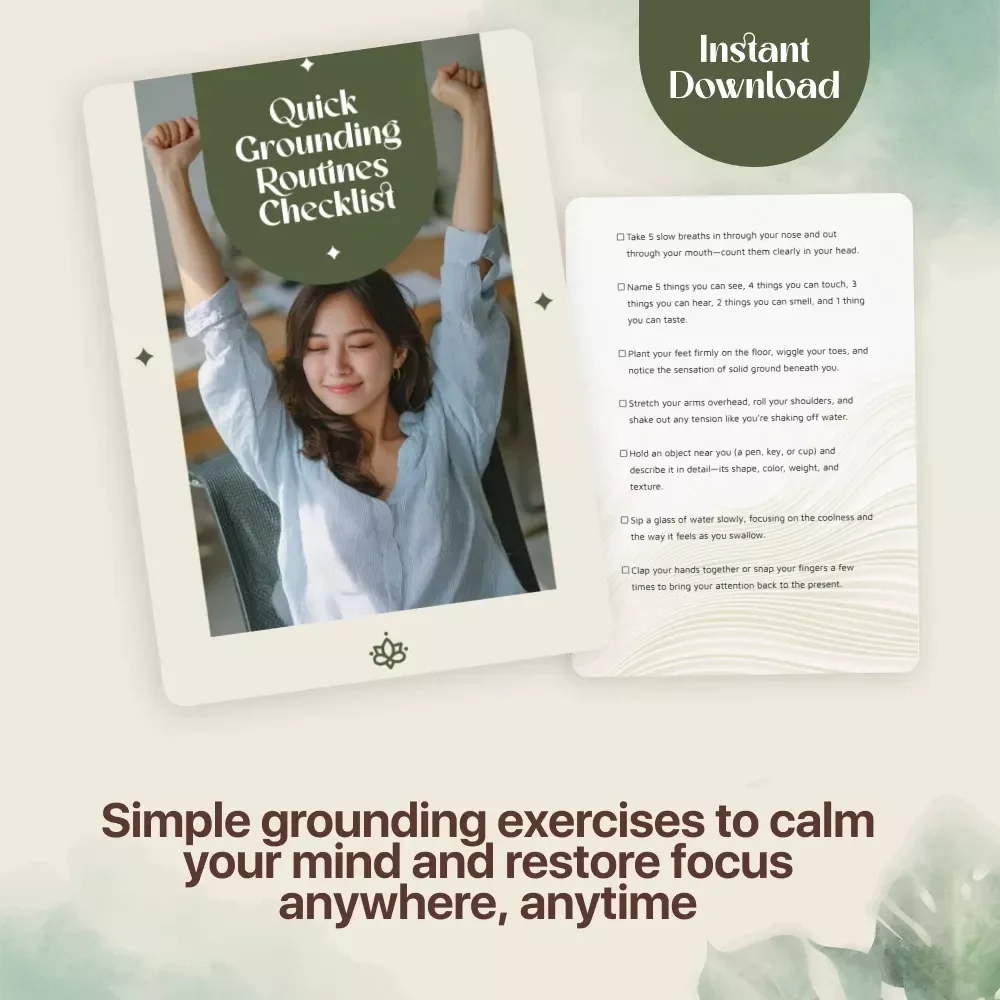 Quick Grounding Routines Checklist | Instant Digital Download | Stress Relief, Mindfulness, and Calm Practices