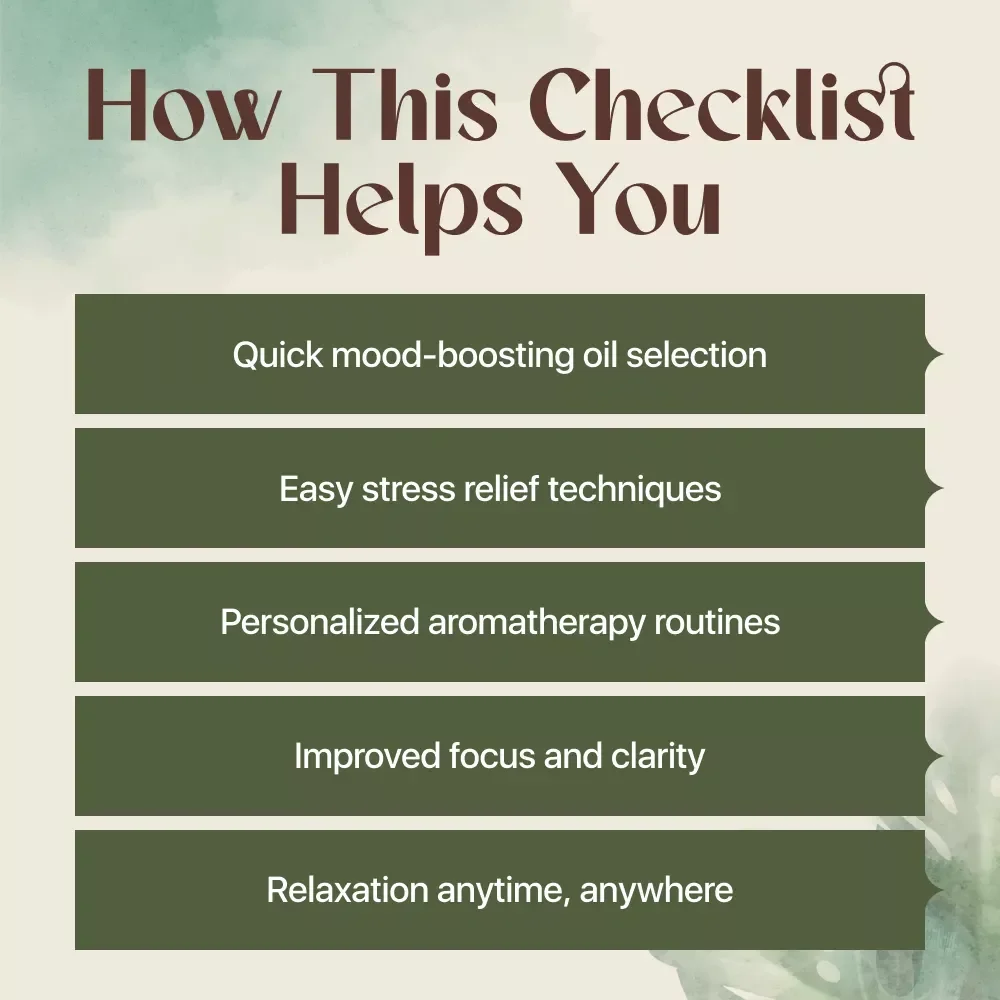 Mood-Lifting Essential Oils Checklist | Digital Download Guide, Aromatherapy eBook for Stress Relief, Anxiety, Relaxation & Positive Energy