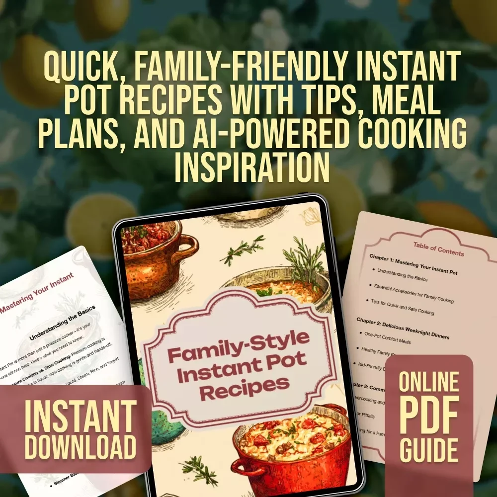 Family-Style Instant Pot Recipes | Digital Guide for Easy Instant Pot Recipes for Family Dinners, Weeknight Meals & AI-Powered Meal Planning
