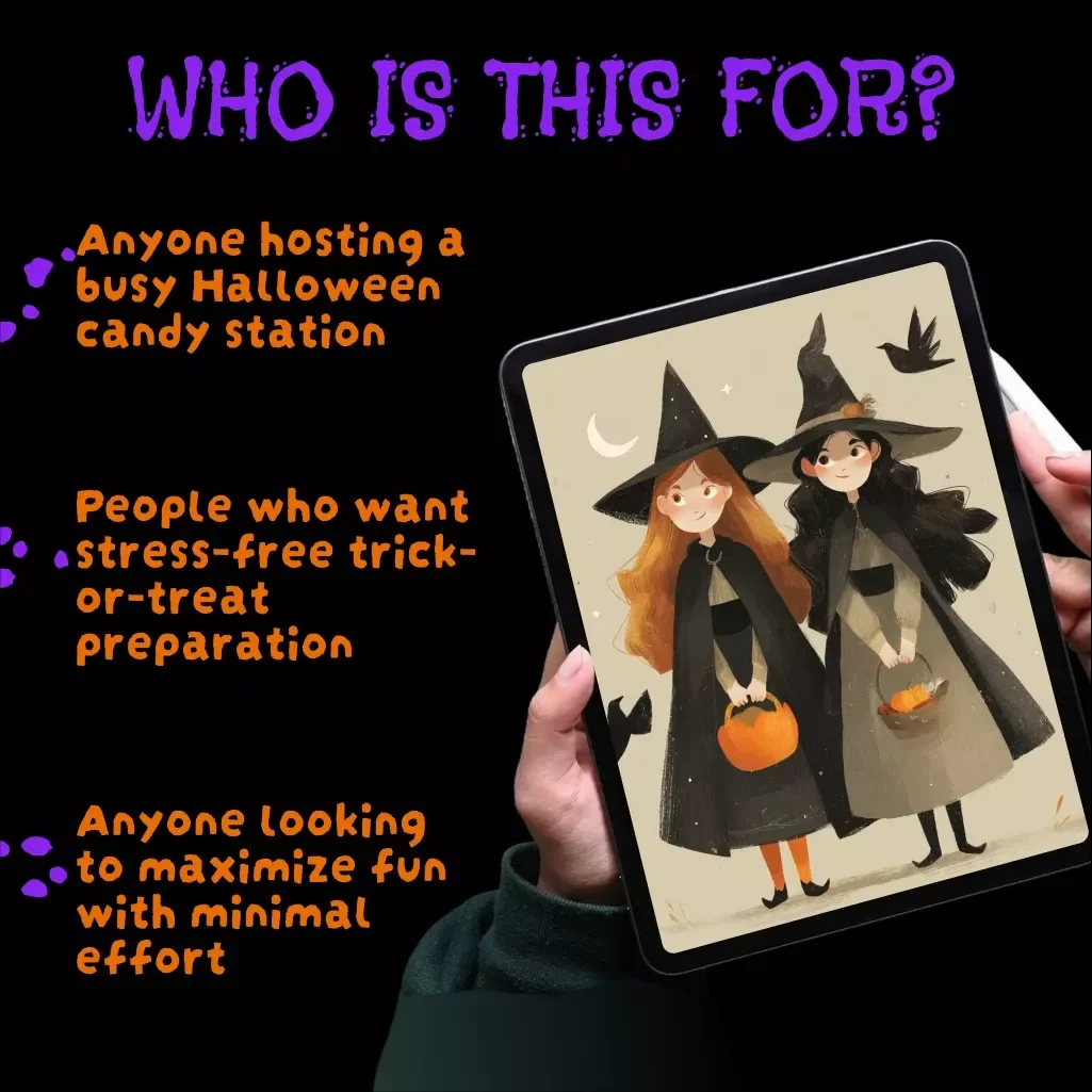 Candy Control: Halloween Distribution Hacks | Printable Digital Download Checklist | Trick-or-Treat Candy Station Planner for Efficient Halloween Candy Management