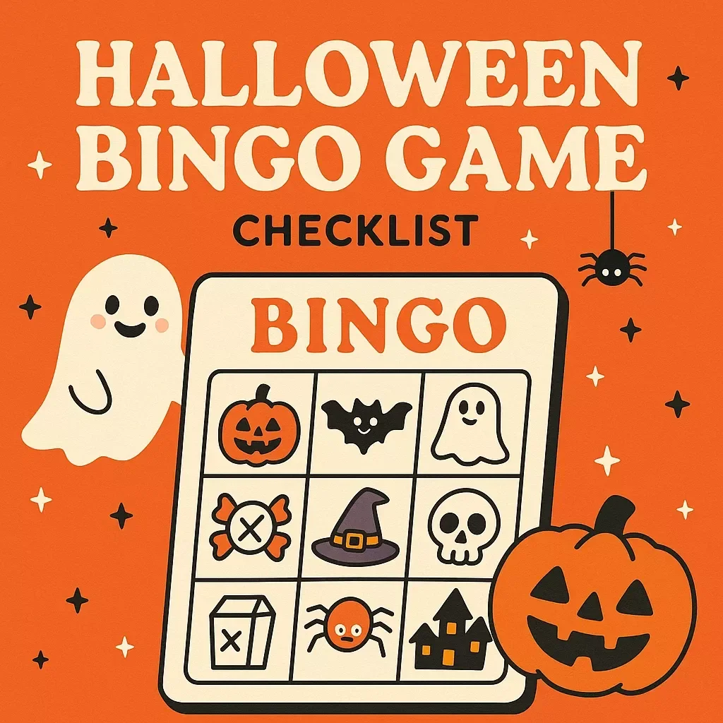 Halloween Bingo Game Checklist | Printable Digital Download for Spooky Party Fun