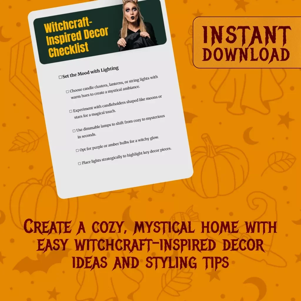 Witchcraft-Inspired Decor Checklist | Digital Download for Mystical & Magical Home Styling | Witchy Aesthetic Guide for Cozy Spiritual Spaces