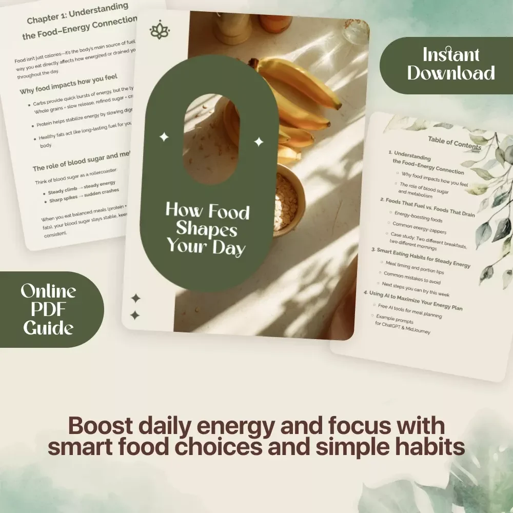 How Food Shapes Your Day | Digital Guide for Energy, Nutrition, and Smart Eating Habits | eBook, PDF, Instant Download