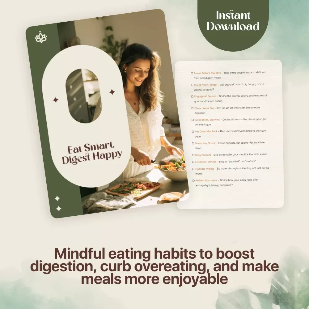 Eat Smart, Digest Happy – Mindful Eating Checklist for Better Digestion | Digital Download Wellness Guide