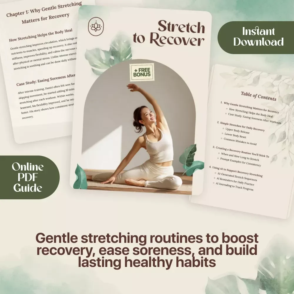 Stretch to Recover | Gentle Stretching for Recovery Guide | Digital Download eBook for Post-Workout Healing, Relaxation, and Daily Routine Support