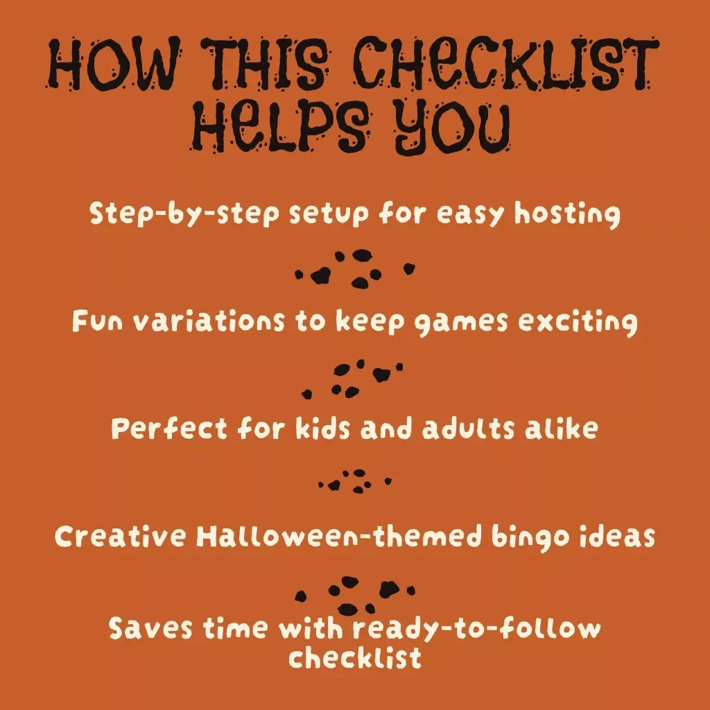 Halloween Bingo Game Checklist | Printable Digital Download for Spooky Party Fun