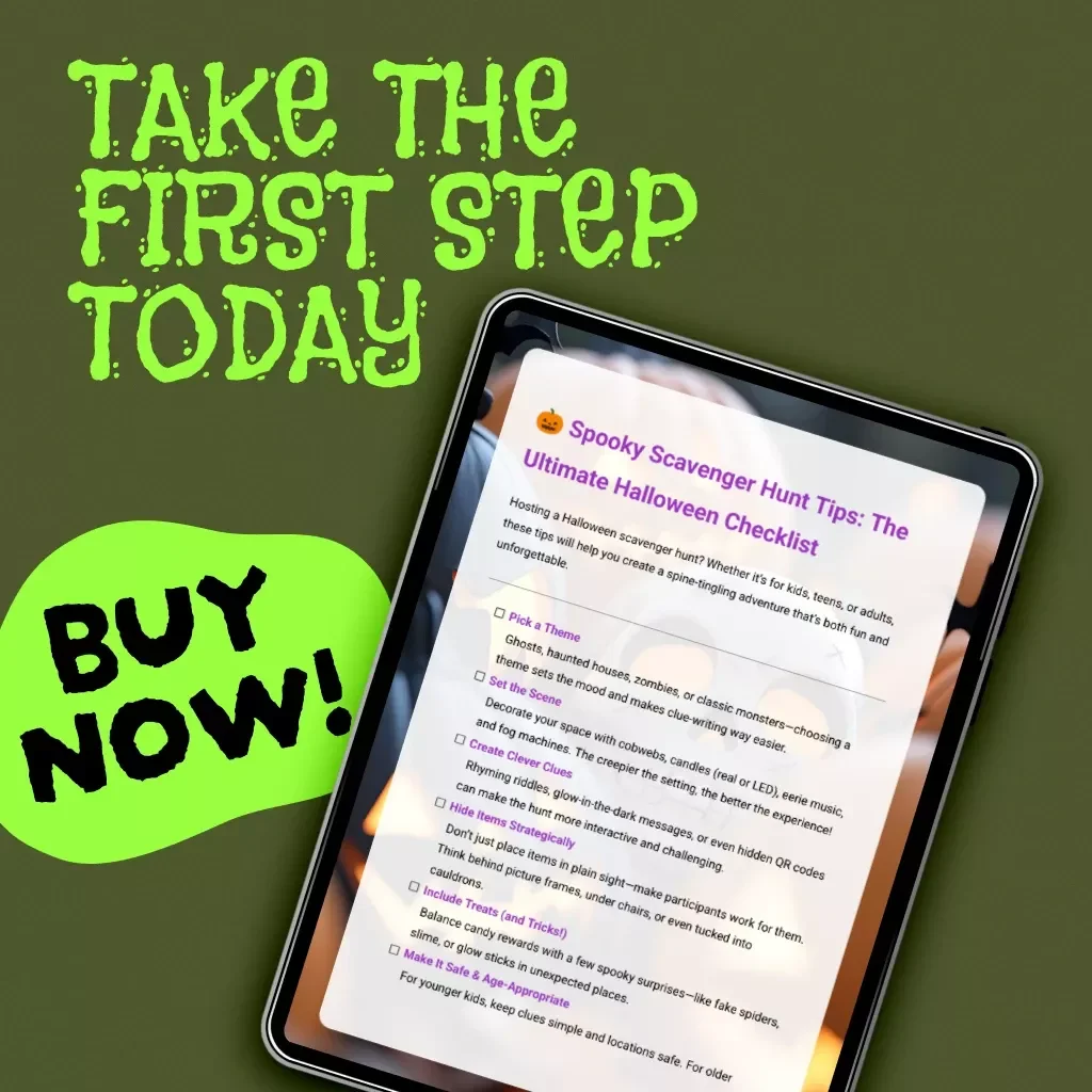 Spooky Scavenger Hunt Tips: The Ultimate Halloween Checklist | Fun Party Game Ideas for Kids, Teens & Adults | Printable Halloween Checklist with Scary Clues, Decoration Tips & Spooky Rewards