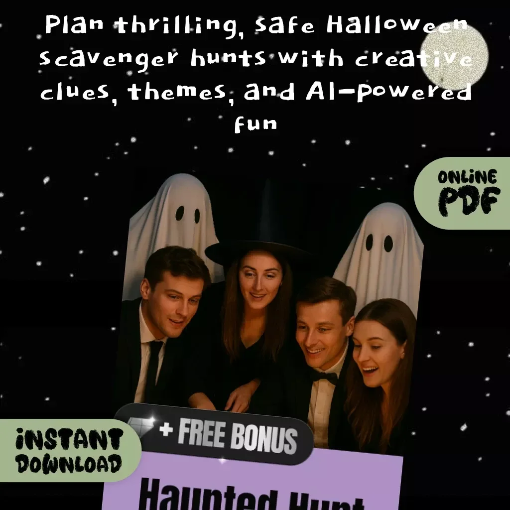 Haunted Hunt Adventures | Halloween Scavenger Hunt for Adults | Digital Guide for Spooky Party Games & Themed Events