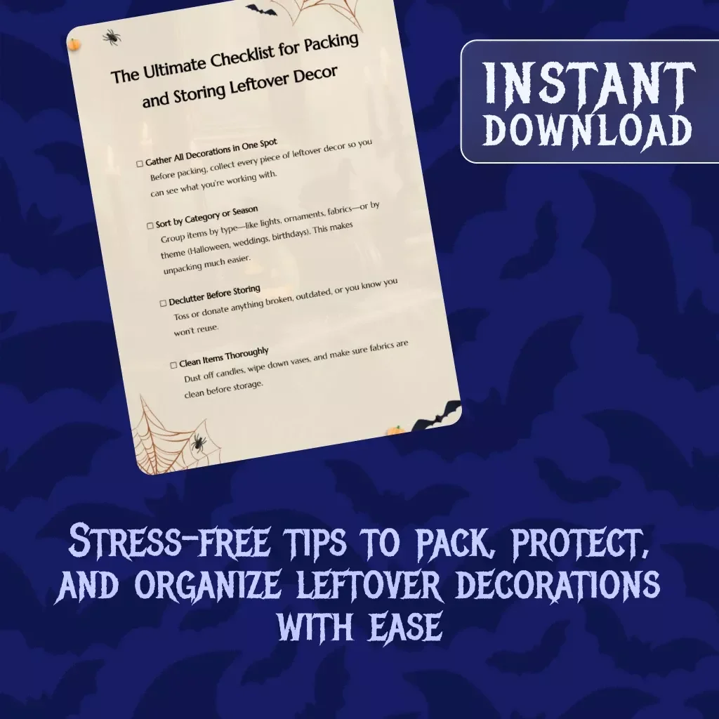 The Ultimate Checklist for Packing and Storing Leftover Decor | Digital Download Guide for Organizing, Packing, and Storing Seasonal and Event Decorations