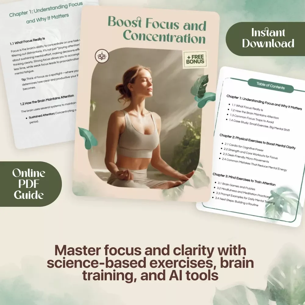Boost Focus and Concentration Guide | Digital Download | Productivity, Mental Clarity & Attention Training eBook for Work, Study & Daily Life