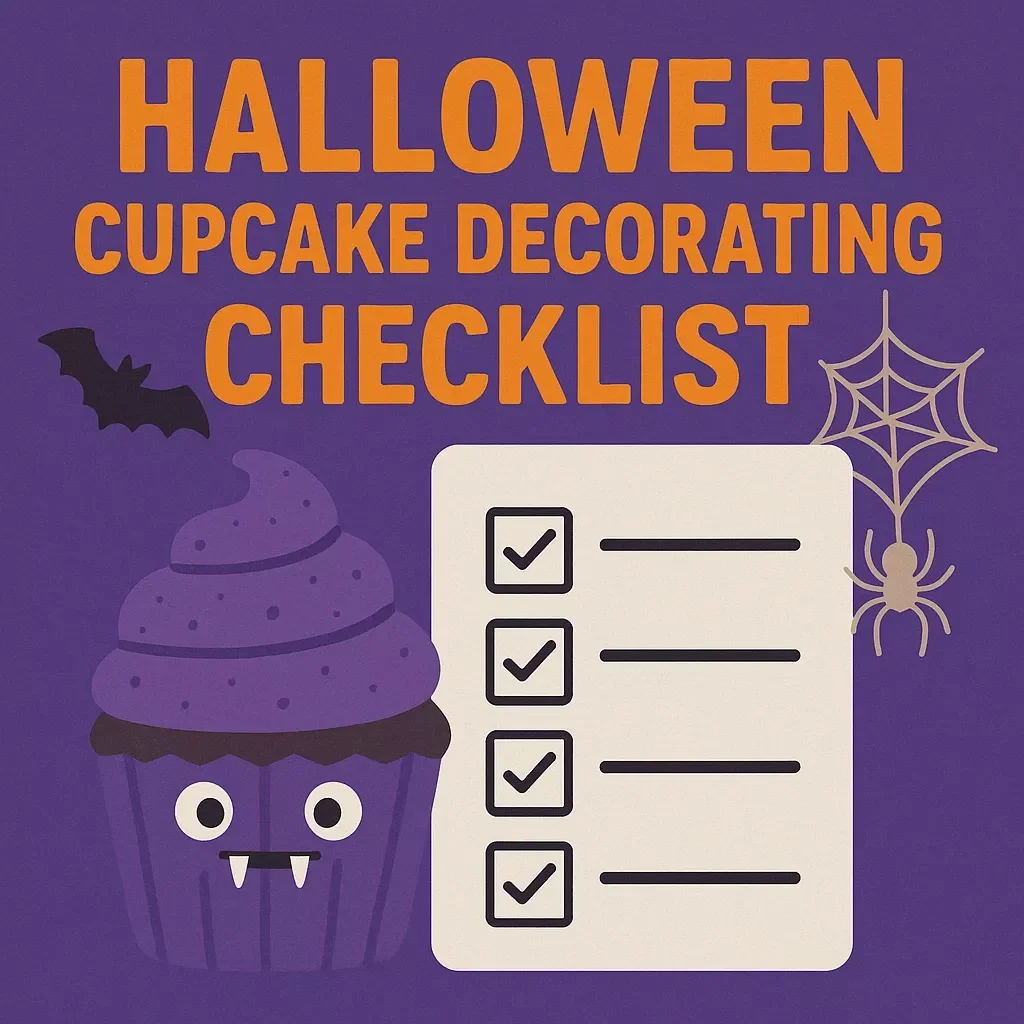 Halloween Cupcake Decorating Checklist | Printable Digital Download | Spooky Cupcake Ideas, eBook & Baking Guide for Halloween Party Treats